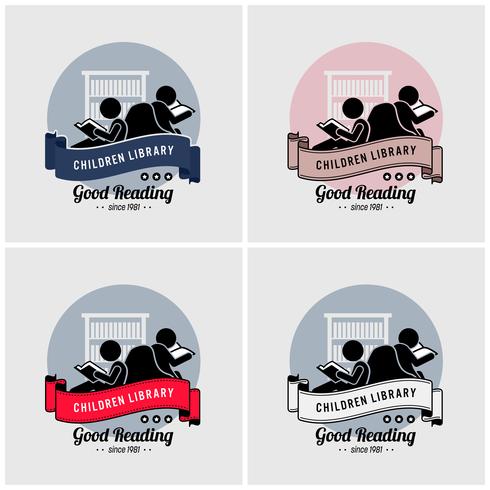Children library logo design.  vector