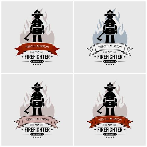 Fireman logo design.  vector