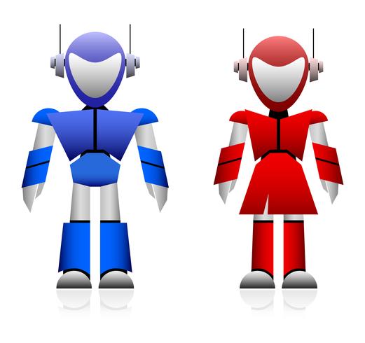 Male and Female Robot.  vector