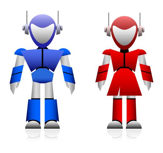 Robot masculino y femenino. vector