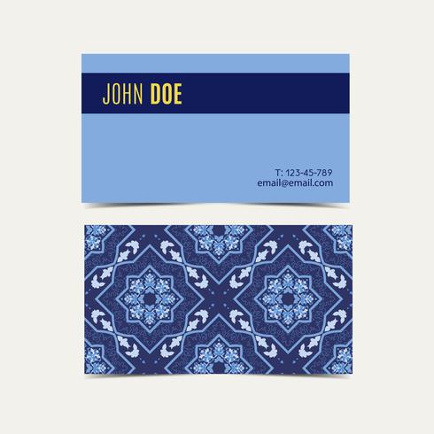 Business card  Portuguese azulejos.  vector