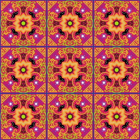 Talavera tile. Vibrant Mexican seamless pattern,  vector