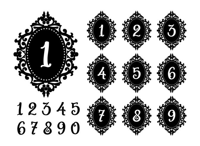 Laser cutting numbers template for the festive table. vector