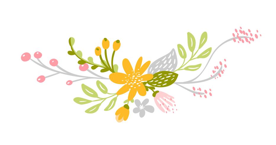 Flat abstract green flower herbs bouquet vector