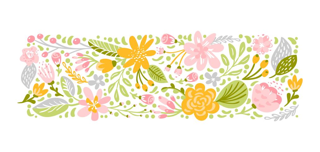 Flat abstract pastel flower herb bouquet vector