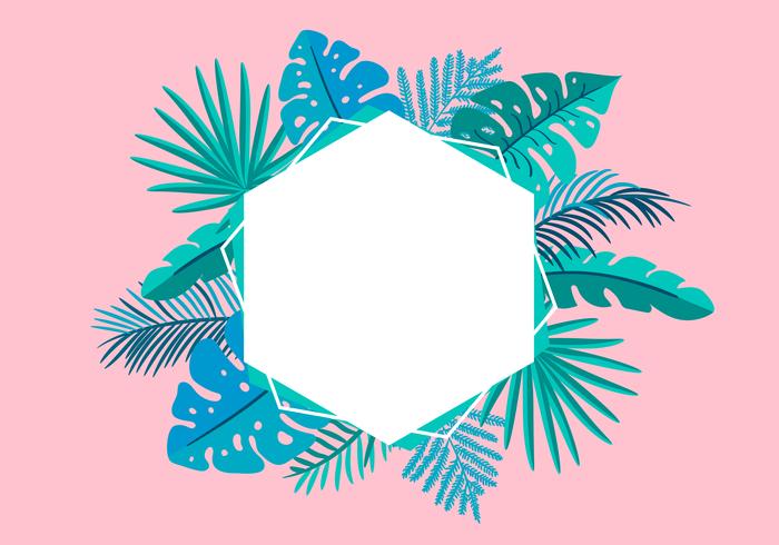 Summer Vector floral frame tropical leaves palm with place for text