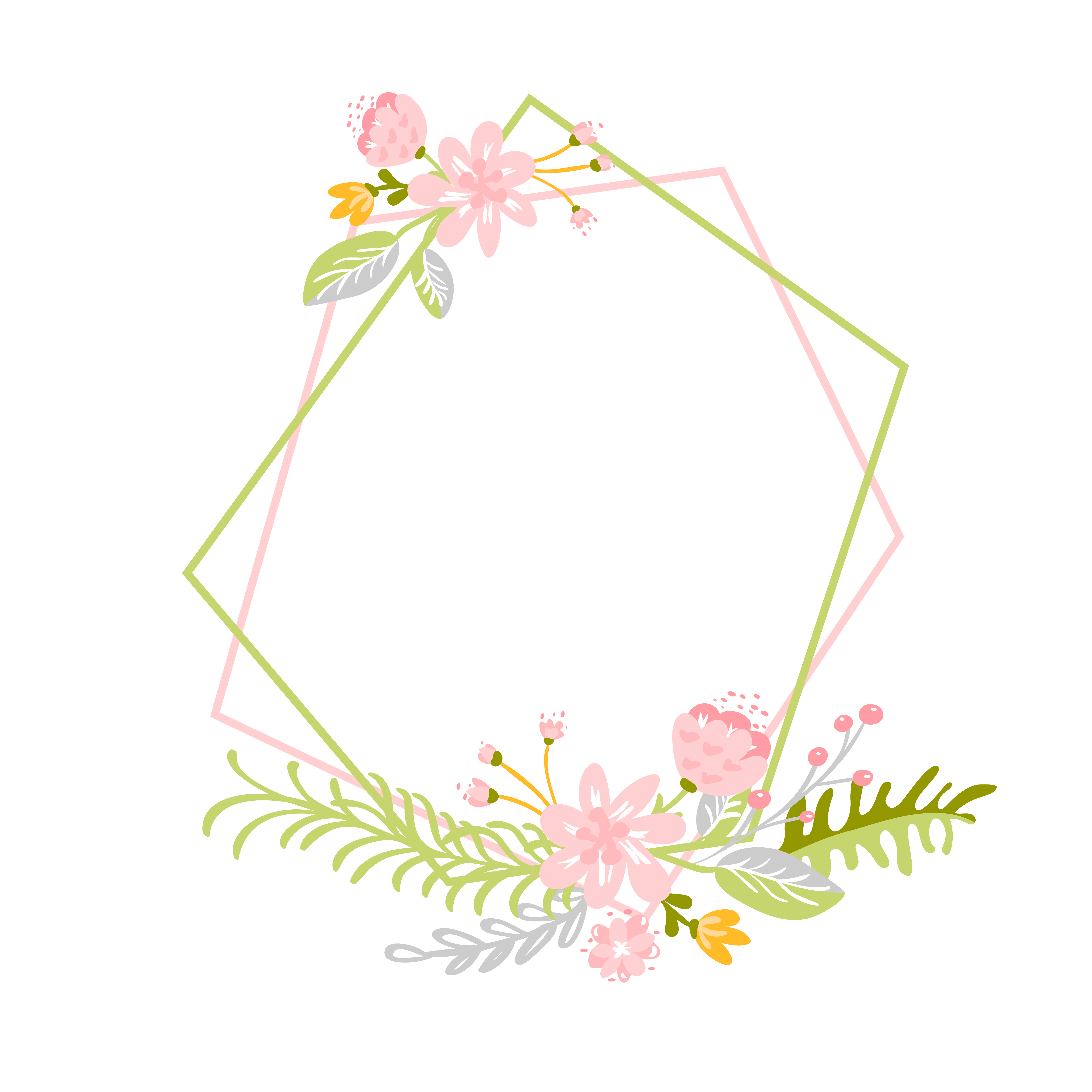 Download Geometric Spring wreath with flower. Flat herb abstract vector garden frame 342405 Vector Art at ...