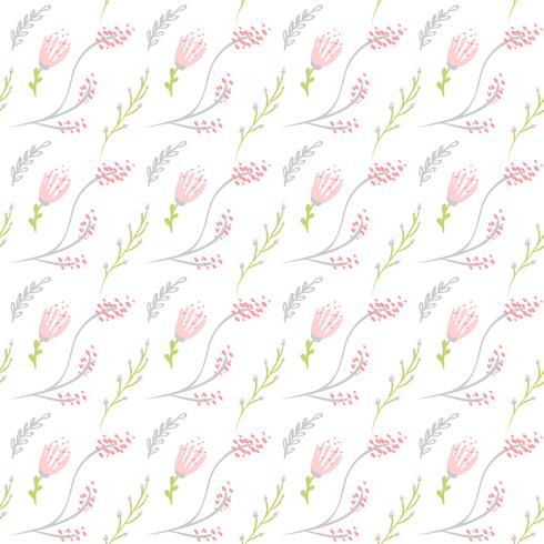 Patrón transparente de vector con ramo de flores planas y hojas
