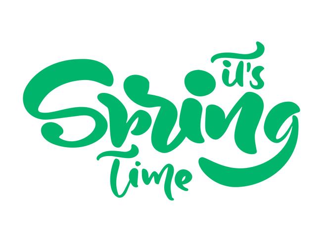 Frase de caligrafía letras su tiempo de primavera vector