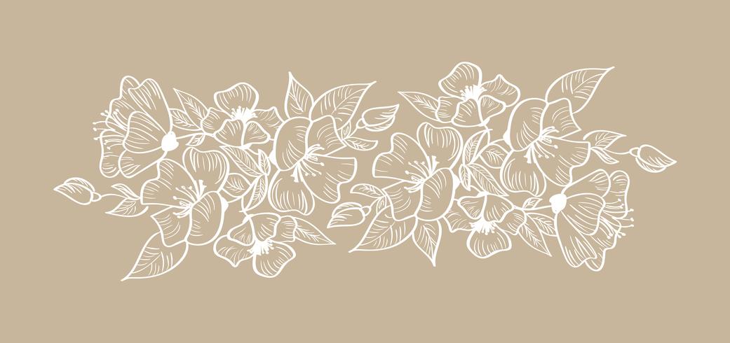 Spring vector floral frame ornament scandinavian tropical isolated illustration