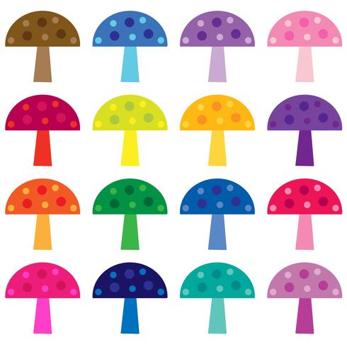 colorful mushrooms vector clipart