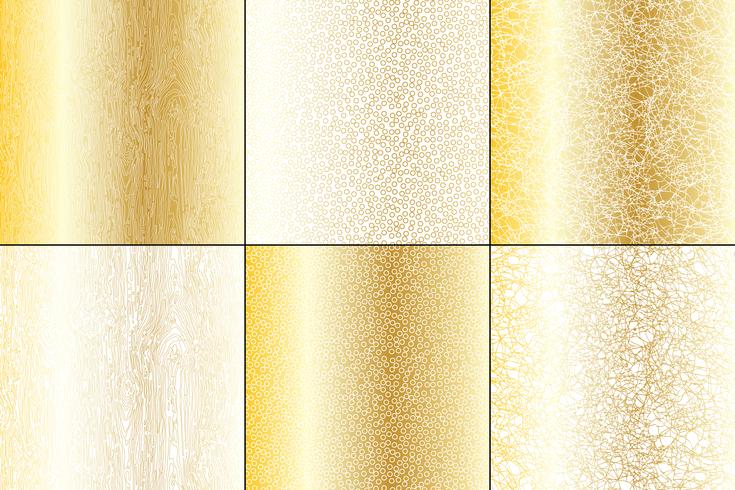 Oro metálico y texturas naturales blancas. vector