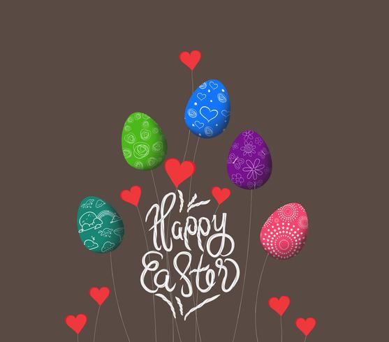 trees growing easter eggs background vector