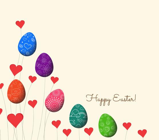 happy easter.realistic eggs background vector