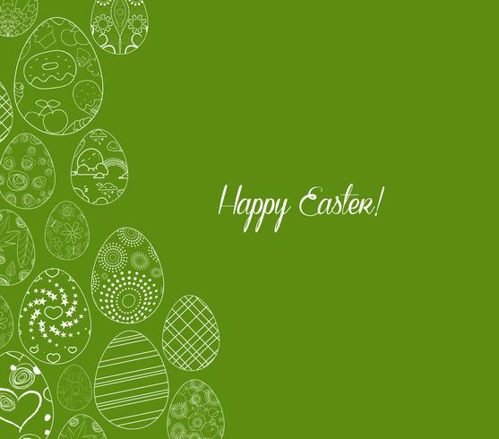 Fondo de ornamento de huevos de Pascua feliz vector