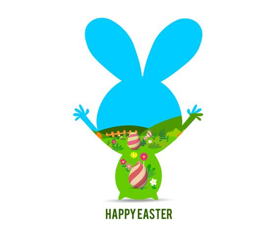 happy easter with eggs landscape vector