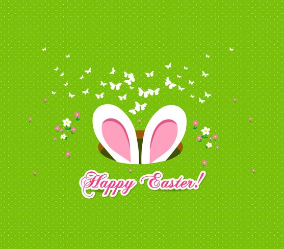 happy easter rabbit and eggs background vector