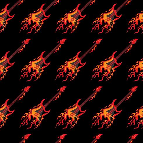 Flying Burning Guitars Seamless Pattern Background Vector Illustration