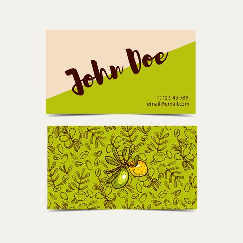 Argan  business cards.  Eco style in natural colors.  vector