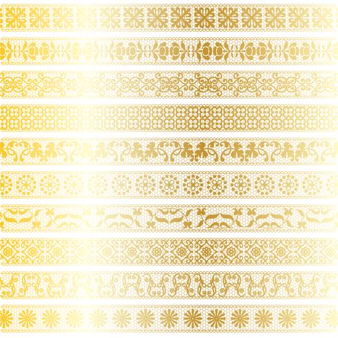 gold lace border patterns vector
