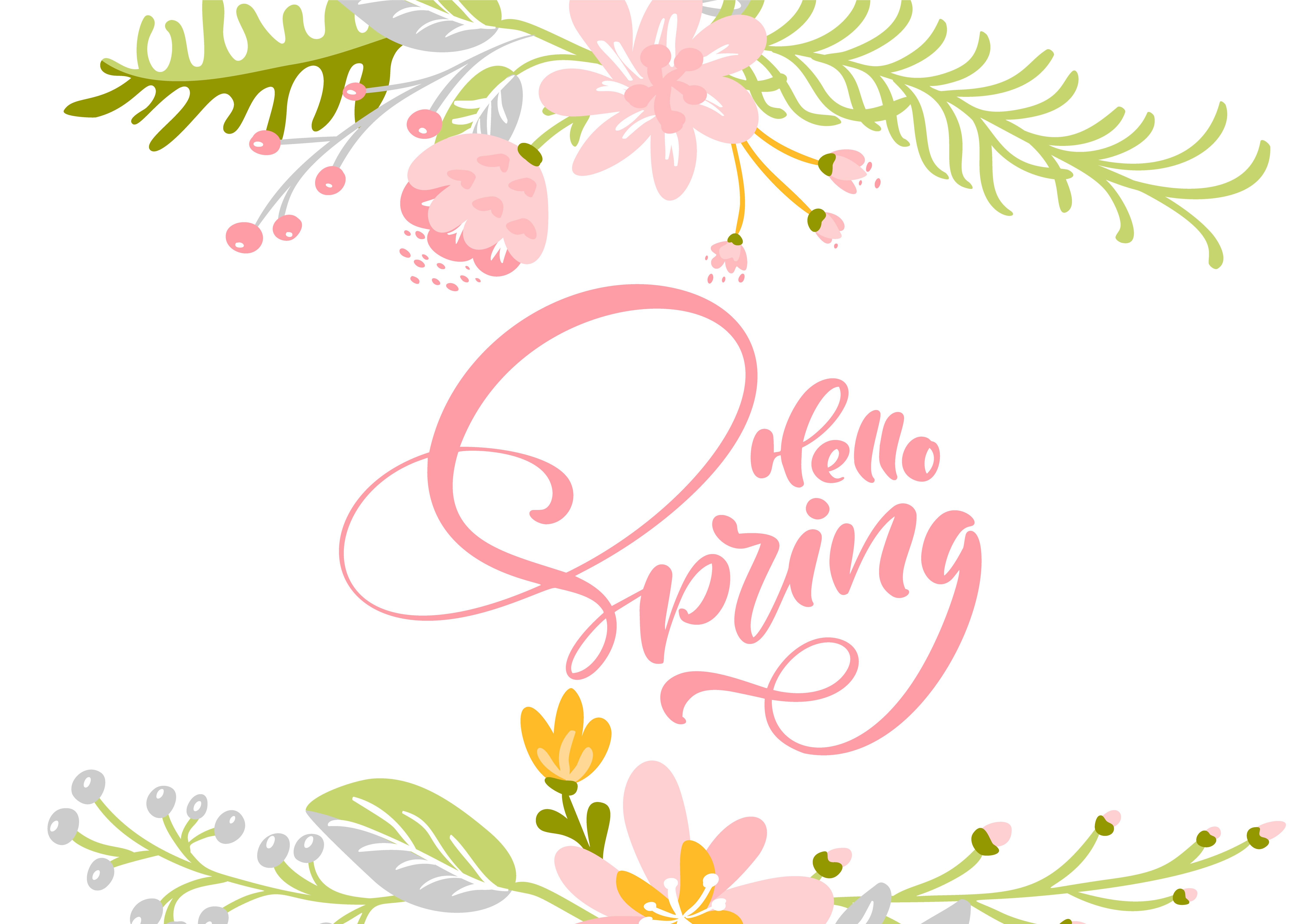 Flower Vector greeting card with text Hello Spring 342603 Vector Art at