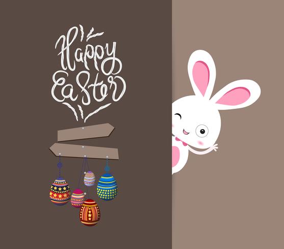 happy easter eggs ornament frame vector