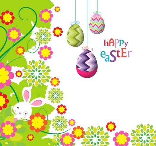 easter florals with bunny vector