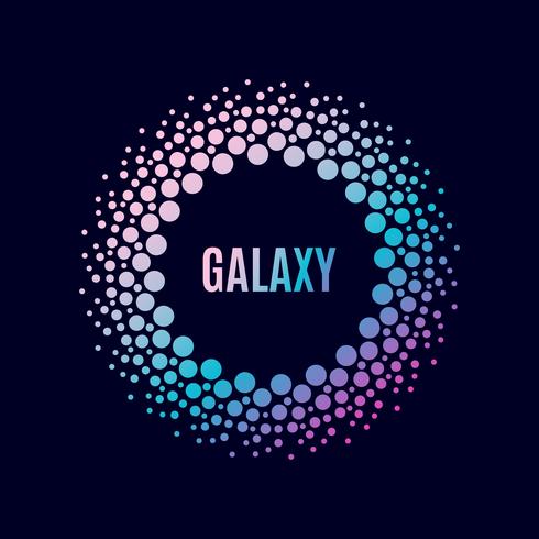 Poster Galaxy. Halfton circle frame vector