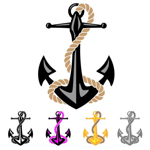 Anchor with Rope Vector Illustrations