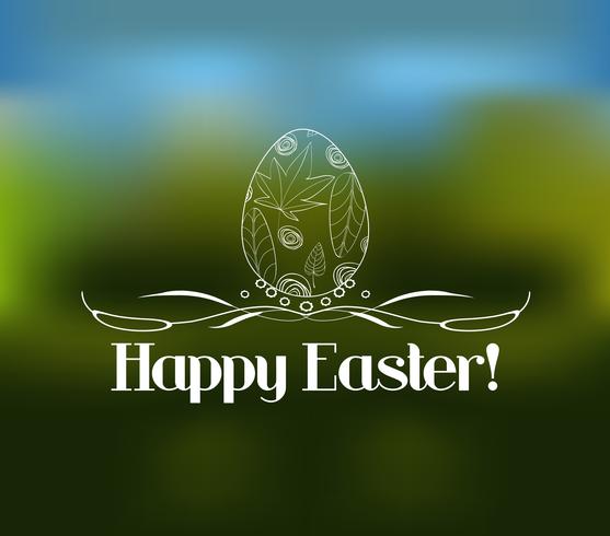 Easter greeting card with decorative egg on a blurred background vector