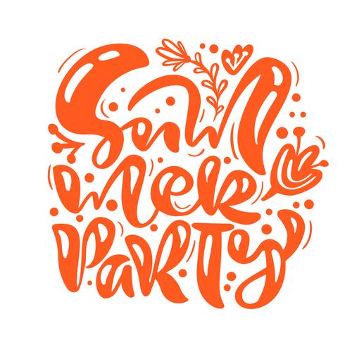 Scandinavian calligraphy lettering composition text Summer Party vector