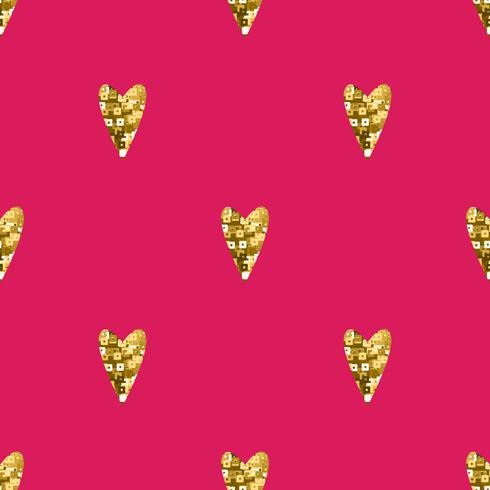 Seamless gold pattern with hearts.  vector