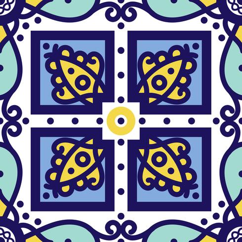 Adorno azul tradicional azulejos portugueses. Patrón sin costuras oriental vector