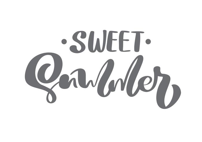 Brush calligraphy lettering composition text Sweet Summer vector