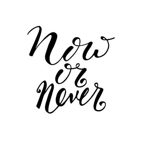 Now or never. Motivational quote  vector