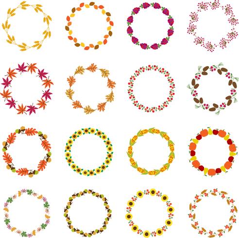 autumn circle frames vector
