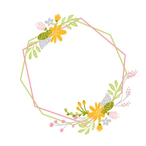 Geometric Spring wreath with flower vector