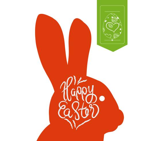 happy easter typographical and eggs label background vector