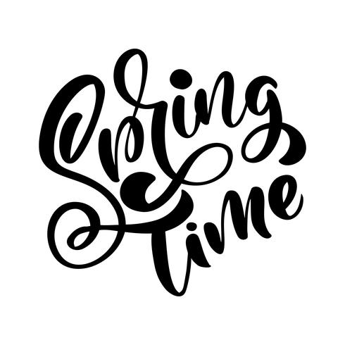 Calligraphy lettering phrase Spring Time. Vector Hand Drawn Isolated text