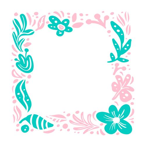 Summer vector floral frame tropical composition with place for text