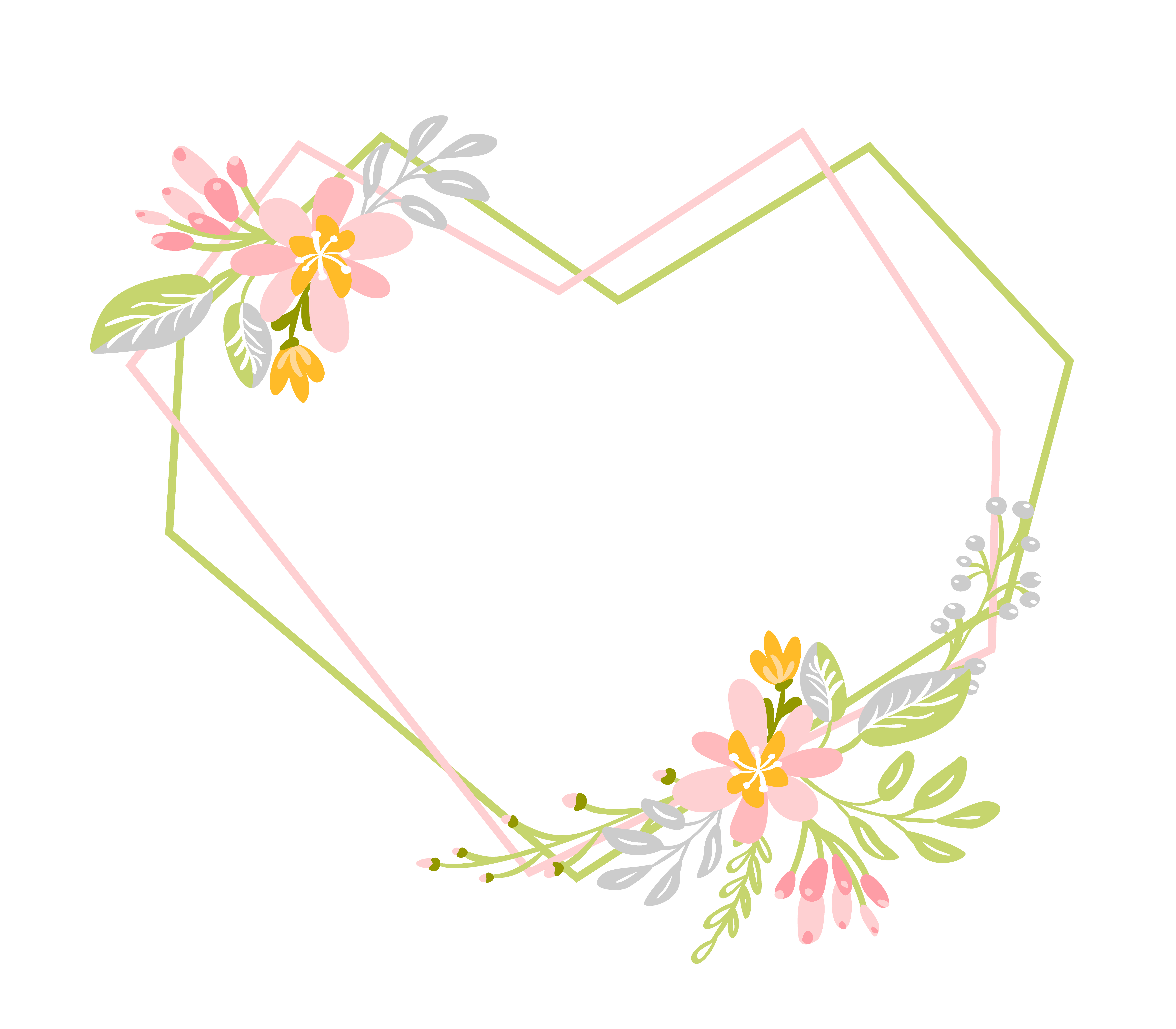 Download Geometric Spring wreath with flower. Flat herb abstract ...