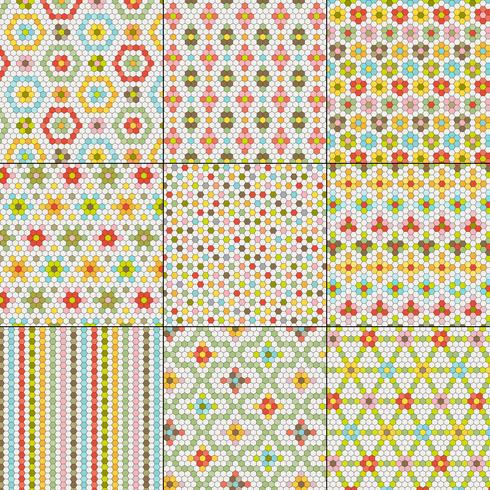 hexagon tile patterns vector