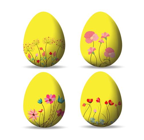 Set Easter eggs and happy easter vector