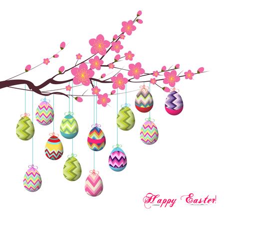 Spring Easter background with egg vector