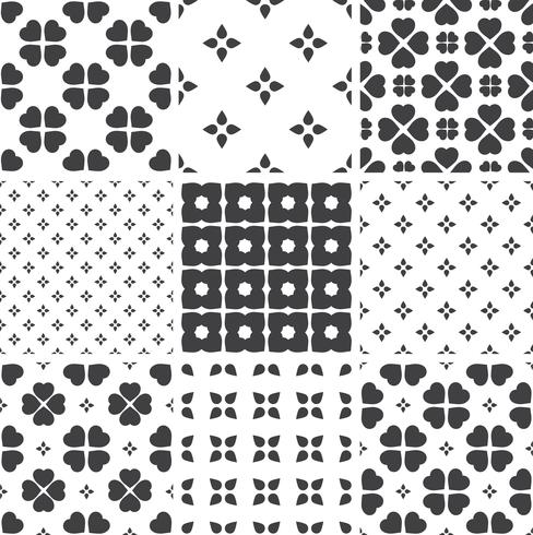 Set of monochrome geometric seamless universal patterns, tiling.   vector