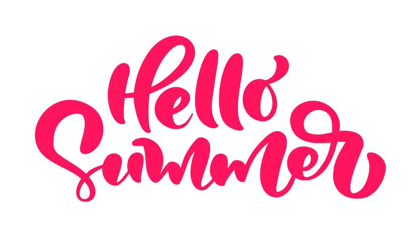 Calligraphy lettering brush composition text Hello Summer vector