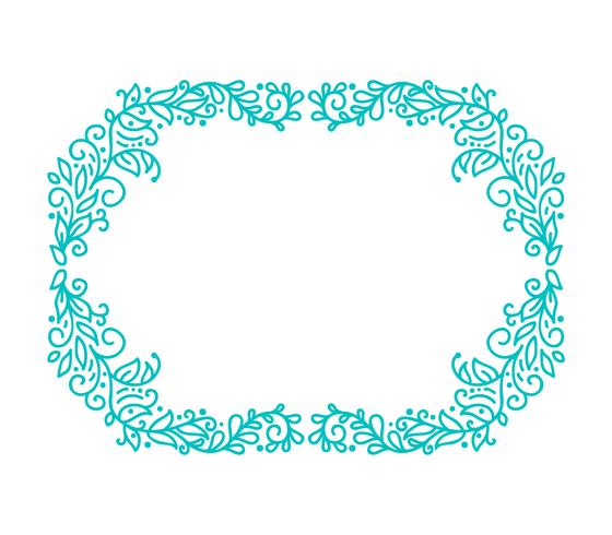 Turquoise vector monoline calligraphy flourish frame for greeting card