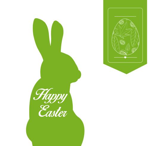 happy easter typographical and eggs label background vector