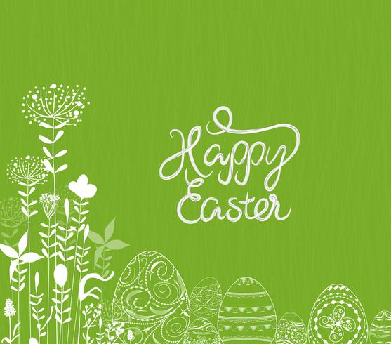 Abstract white easter egg on green background vector