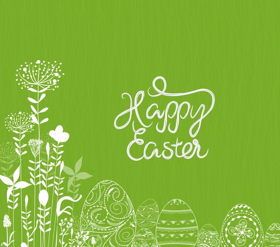 Abstract white easter egg on green background